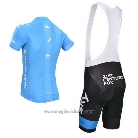 2014 Abbigliamento Ciclismo Sky Celeste e Bianco Manica Corta e Salopette